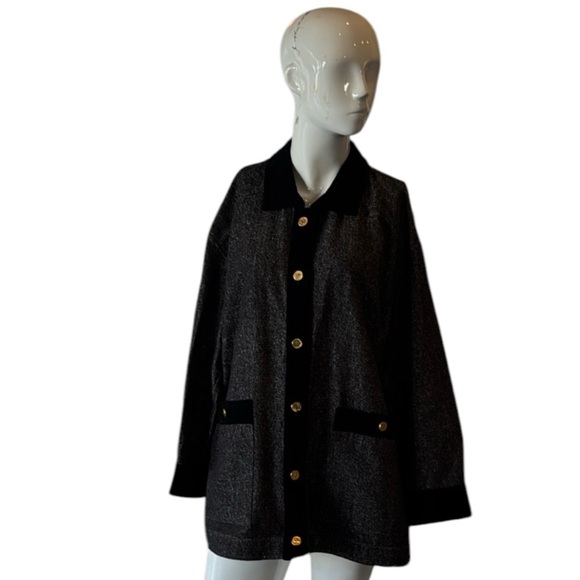 Escada By Margaretha Ley Black Silk & Velvet Trim Jacket Size 34 - Picture 1 of 12